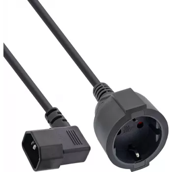 InLine® netkabel-adapter, IEC C14 met schroefdraad naar randaarde stopcontact, 1 m
