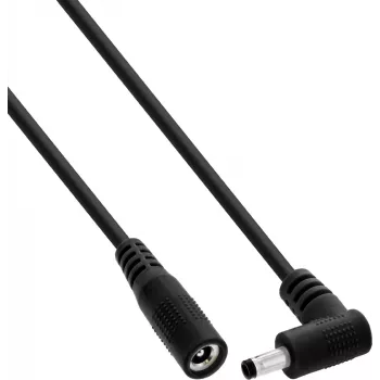 InLine® DC-verlengkabel, haakse stekker, 4,0 x 1,7 mm, zwart, 3 m