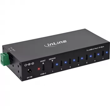 DELOCK InLine® USB 3.2 Gen.1 Industrial hub, USB-C, 7-poorts, met voeding
