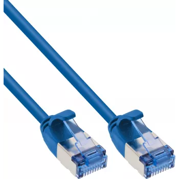 InLine® Slim Cat.6A U/FTP patchkabel, 2 m, blauw, 10GbE, LSZH