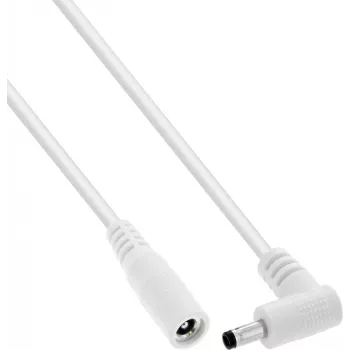 InLine® DC-verlengkabel, haakse stekker, 4,0 x 1,7 mm, wit, 5 m