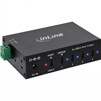 DELOCK InLine® USB 3.2 Gen.1 Industrial Hub, USB-C, 4-poorts, met voeding