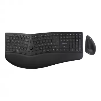 Perixx PERIDUO-614 DE draadloze ergonomische toetsenbord- en muisset, gesplitst toetsenbord, verticale muis, 2,4 GHz, zwart (Duitse layout)