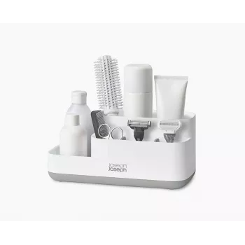 Joseph Joseph EasyStore badkamerorganizer wit/grijs - compacte organizer met meerdere vakken en geventileerde afvoer