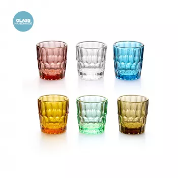 Guzzini Vanity Glass set met 6 shotglazen van glas, kleurgesorteerd (13140552)