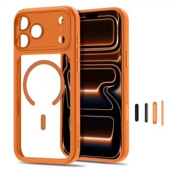 Tech-Protect MagPeak MagSafe CC hoesje voor iPhone 17 Pro Max / 18 Pro Max - Cosmic Orange/transparant
