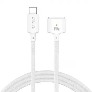 TECH-PROTECT MMC01 Ultraboost magnetische MacBook-kabel USB-C naar MagSafe 3 140W 300cm wit