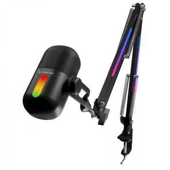Rampage ARPEJ gaming-condensatormicrofoon op giek, RGB, zwart