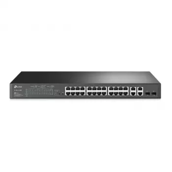 TP-LINK Omada TL-SL2428P V6.6 - switch - L3 - Smart - 24 x 10/100 + 2 x combo-gigabit-SFP - rackmonteerbaar - PoE+ (250 W) geopend