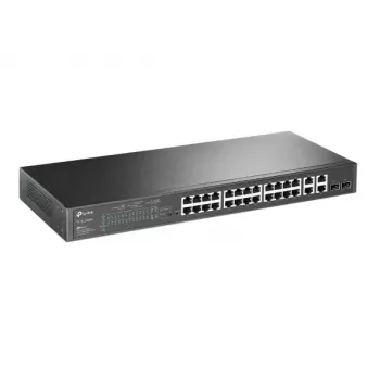 TP-LINK Omada TL-SL2428P V6.6 - switch - L3 - Smart - 24 x 10/100 + 2 x combo-gigabit-SFP - rackmonteerbaar - PoE+ (250 W) geopend