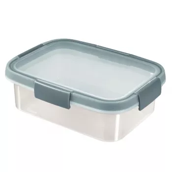 CURVER Smart Eco Fresh rechthoekige levensmiddelenbak 1L, luchtdicht & lekvrij, transparant met groene clips