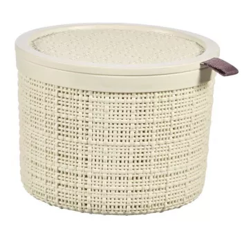 CURVER Jute ronde opbergmand met deksel, 2L, crème, 17x13 cm