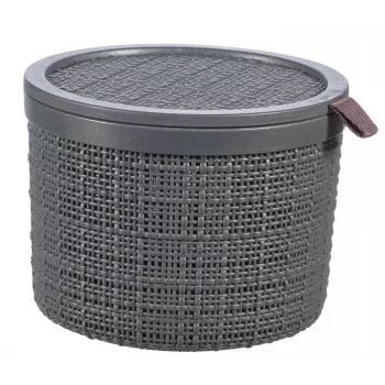 CURVER mand met deksel Jute rond 2L Ø17x13cm donkergrijs