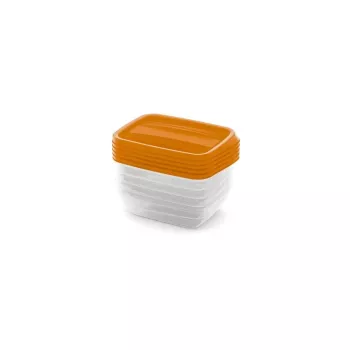 CURVER Vedo rechthoekige bewaarbox-set 5x0,5L transparant oranje