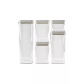 CURVER voorraadbussen-set voor droge levensmiddelen 0,5L + 2x1,2L + 1,8L + 2,4L Kara transparant/wit