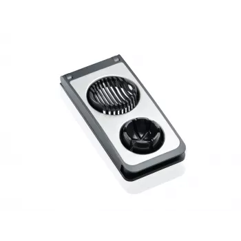 LEIFHEIT eiersnijder Combi ProLine 2-in-1 snijder & vierdeler, roestvrijstalen draden, antislip basis, wit/grijs