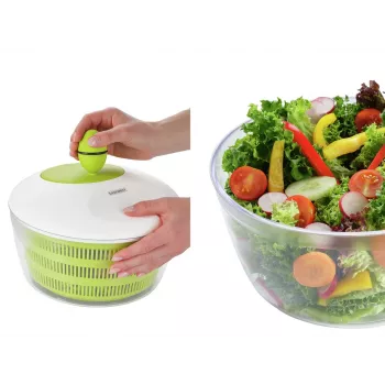 LEIFHEIT Saladeslinger Trend 4,5L slingercentrifuge met serveerschaal, groen deksel