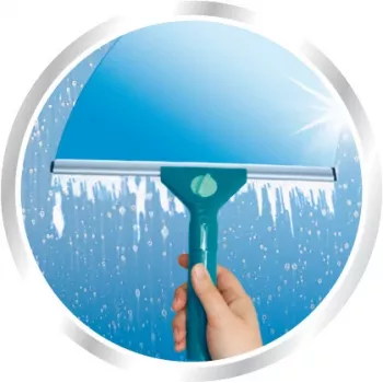 LEIFHEIT Classic raamtrekker met telescoopsteel 100-155 cm, 33 cm trekker, streeploos, groen/wit