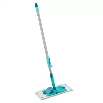 LEIFHEIT PowerClean M vloerborstel met telescoopsteel, 33 cm, groen/grijs