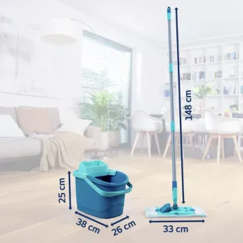 Leifheit Clean Twist M Ergo vloerreinigingsset met Micro Duo wismopkop, 33 cm, groen/wit