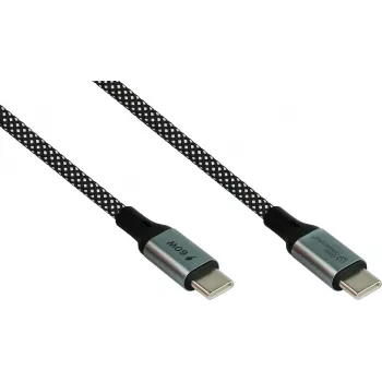 GoodConnections magnetische USB 2.0 spiraalkabel 60W USB-C naar USB-C, zwart/wit, 1m 2060-MT010SW