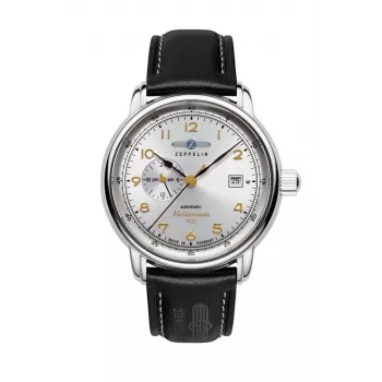 Zeppelin Mediterranee 96681 automatisch herenhorloge, 40mm, blauwe wijzerplaat, blauw leren band