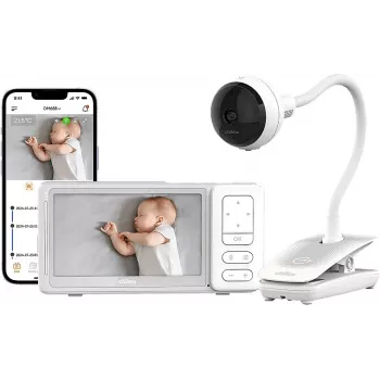 Chillax DM688 video-babyfoon met 2,8 inch kleurendisplay, 2,4 GHz FHSS, 300 m bereik, intercomfunctie, temperatuursensor, slaapliedjes, wit