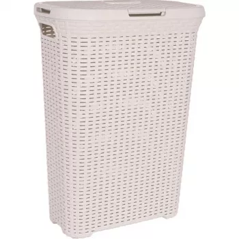 CURVER Style 40L wasmand met rattaneffect, crème, 44,8 x 26,5 x 61,5 cm