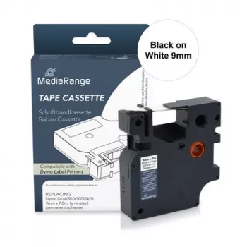 MediaRange labelbandcassette voor Dymo D1 40913/S0720680, 9mm x 7m, zwart op wit