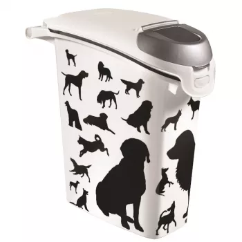 Curver Petlife voerbewaarcontainer voor honden 23L zwart met pootafdruk-design