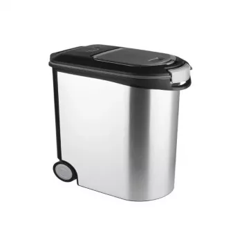 CURVER Pet Life voerbewaarbak met wielen, 12kg, 35L, 49,3x27,8x40,3 cm, zilver