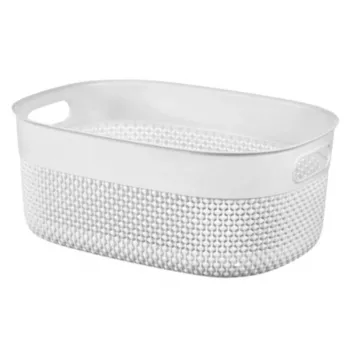 CURVER Filo M 12L rechthoekige opbergmand met handgrepen, gevlochten rattan-effect, wit, 38x28,5x15 cm