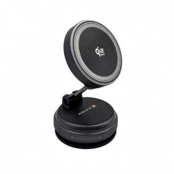 Evelatus Qi2 25W magnetische draadloze autolader met AutoSpring spiraalkabel USB-C 1,2m zwart