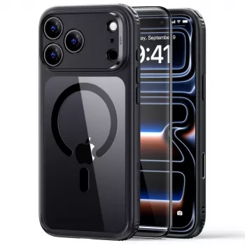 ESR Classic Hybrid MagSafe & Gehard Glas Hoes voor iPhone 17 Pro / 18 Pro Transparant/Zwart