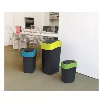 CURVER Flip Bin 9L Zwart/Groen Afvalemmer