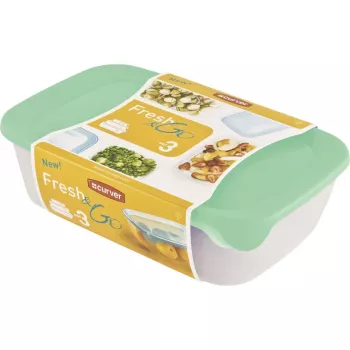 CURVER Fresh & Go rechthoekige bewaarset 3-delig (2L + 1L + 0,5L) groen