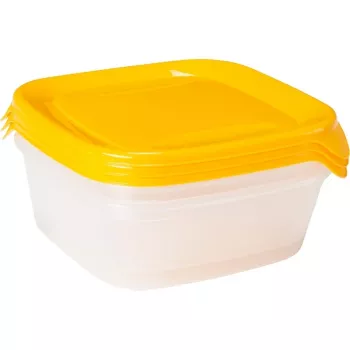 CURVER Fresh & Go huisdierenvoerbak-set met 3 stuks, elk 0,8L, geel, luchtdichte deksels