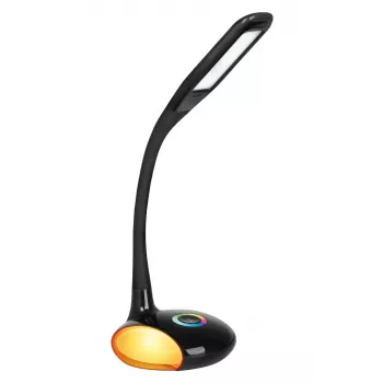Activejet AJE-VENUS RGB zwarte LED-bureaulamp met RGB-basis, 7W hoofdlamp, 3W RGB-basis, 400lm, 3000K/4500K/6000K, aanraakbediening, flexibele arm