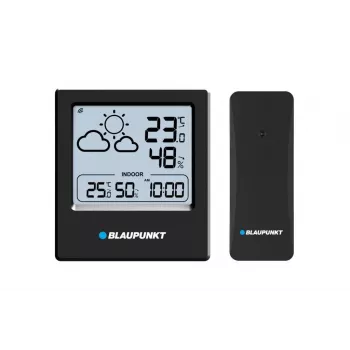Blaupunkt WS10BK weerstation met buitensensor, kleuren-lcd, voorspelling, luchtvochtigheid, alarm, zwart