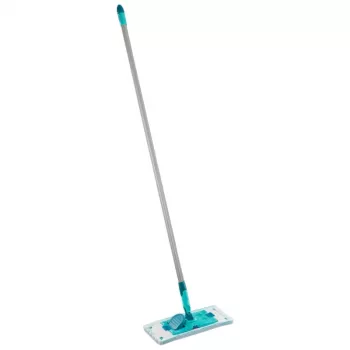 LEIFHEIT POWER CLEAN M Micro Duo platte mop met telescoopsteel, 33cm, groen/wit/grijs