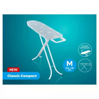 LEIFHEIT strijkplank Classic M Compact 120x38cm met katoenen hoes en vast strijkijzerplateau