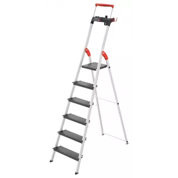 Hailo L100 TopLine 8050-607 aluminium huishoudtrap, 6 treden, met multifunctioneel plateau