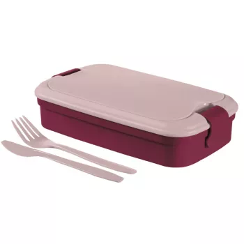 CURVER Lunch&Go rechthoekige levensmiddelenbak met bestek 1,4L paars