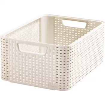 Curver Style M 17L opbergbox met deksel, rattaneffect, crème