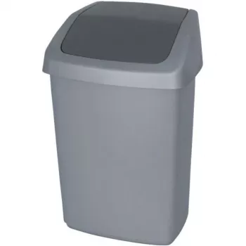 CURVER zwaaideksel-afvalemmer 25L donkergrijs/zilver