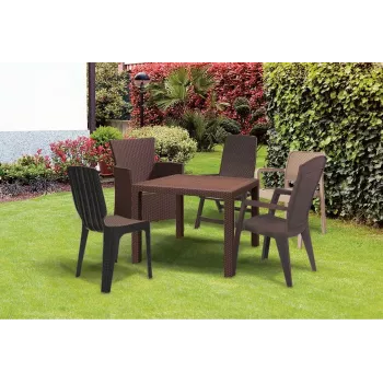Keter Melody Quartet tuintafel bruin rechthoekige outdoor eettafel voor 6 personen