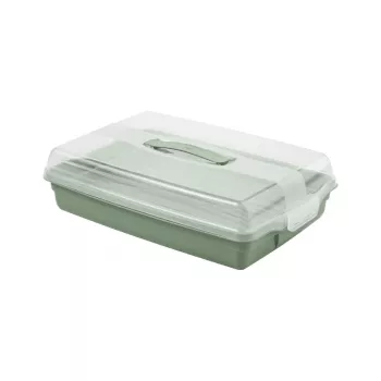 Curver rechthoekige taarttransportbox 45x29,5x11,1 cm groen