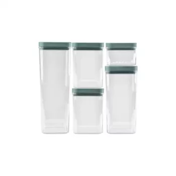 CURVER Kara voorraadbakken-set voor droge levensmiddelen 0,5L + 2x1,2L + 1,8L + 2,4L, transparant/petrol, 6-delig, luchtdicht, stapelbaar, BPA-vrij