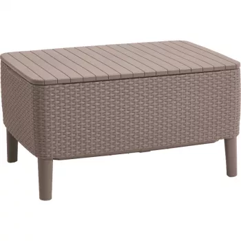 Keter Salemo outdoor-salontafel in beige – duurzame harstafel in rattanlook voor het terras