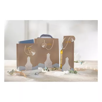 SIGEL GT050 Cadeautassen, ijsbeer met vallende sterren-motief, 17 x 23 cm, 5-pack, papier, koordhengels, FSC-gecertificeerd